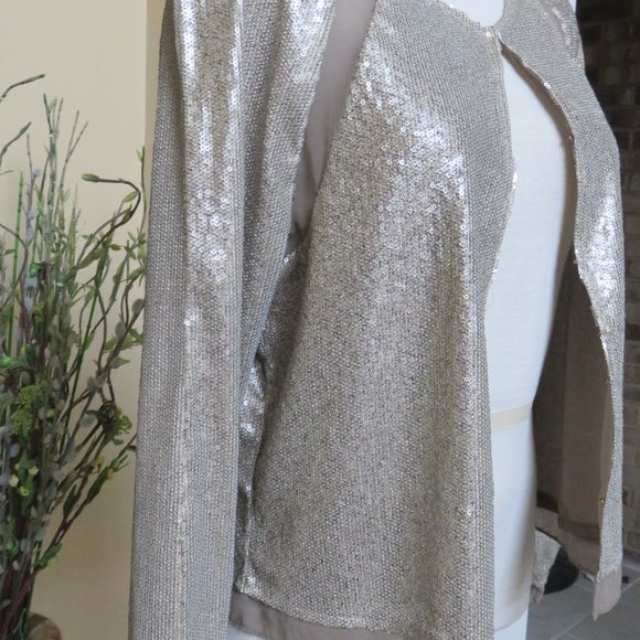 Reba Sequined open front Cardigan NWT / M - Picture 4 of 7
